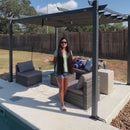 PURPLE LEAF Outdoor Pergola with Retractable Canopy Aluminum Shelter for Beach Porch Garden  Shade Pavilion Pergola  with Lights