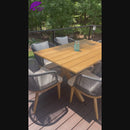 PURPLE LEAF Teak Patio Dining Set with Cushions and Pillow All-Weather Wicker Patio Table Set for Garden, Deck, and Yard