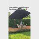 PURPLE LEAF 9 x 12 / 10 x 13 ft Rectangular Patio Umbrella Aluminum Cantilever Umbrella in Wood Color