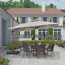 PURPLE LEAF Double Top 9 / 10 / 11 / 12 ft Square Aluminum Sun Umbrellas in Wood Color