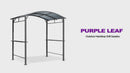 PURPLE LEAF Outdoor Grill Gazebo Polycarbonate Roof with Built-in Shelves for Hardtop Gazebo Patio BBQ UV Protected Deck Grey