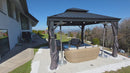 PURPLE LEAF Grey Hardtop Gazebo with Heavy Duty Galvanized Steel Double Roof with Netting and Curtains