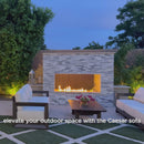 PURPLE LEAF Caesar Open-End Patio Conversation Set with Bronze Cushion Pillows and Ottoman for Modern Outdoor Deck