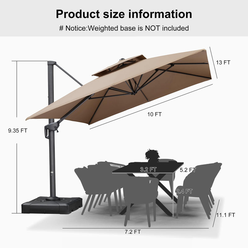 Clearance - PURPLE LEAF OPEN BOX Square Outdoor Cantilever Umbrella