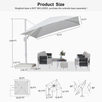 10 ft black and white patio umbrella Modern White Outdoor Patio Tilt Umbrella