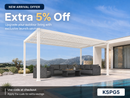 PURPLE LEAF Caesar LED Louvered Pergola with Integrated Solar Strip Lights Adjustable Aluminum Louvers Wind Resistant Pergolas for Patio Dining Deck Garden Yard White