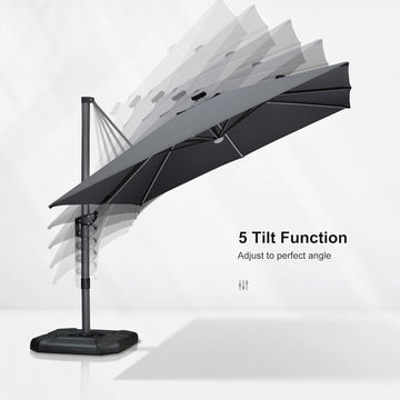 10 ft patio umbrella with tilt Cantilever Umbrella with Solar LED Lights