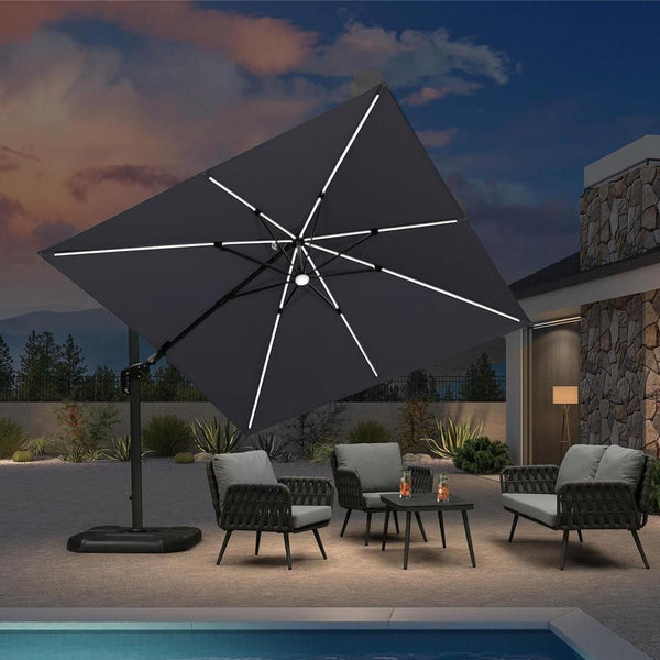 Cantilever Umbrella with Solar LED Lights