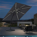 PURPLE LEAF LED Economical 10ft Patio Umbrellas Outdoor Umbrella with Lights - Purple Leaf Garden