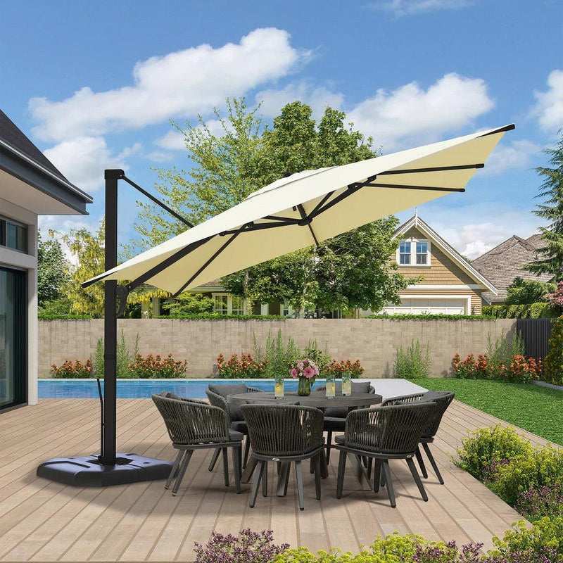 PURPLE LEAF 10 ft Square Offset Sunny Umbrella with 360° rotating handle - Purple Leaf Garden