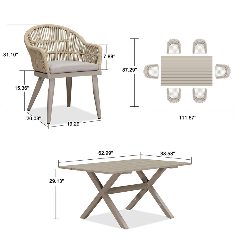 PURPLE LEAF 10/8/6 Pieces Outdoor Dining Set with Patio Aluminium Dining Table Rattan Chairs for Kitchen Champagne - Purple Leaf Garden