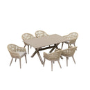 PURPLE LEAF 10/8/6 Pieces Outdoor Dining Set with Patio Aluminium Dining Table Rattan Chairs for Kitchen Champagne - Purple Leaf Garden