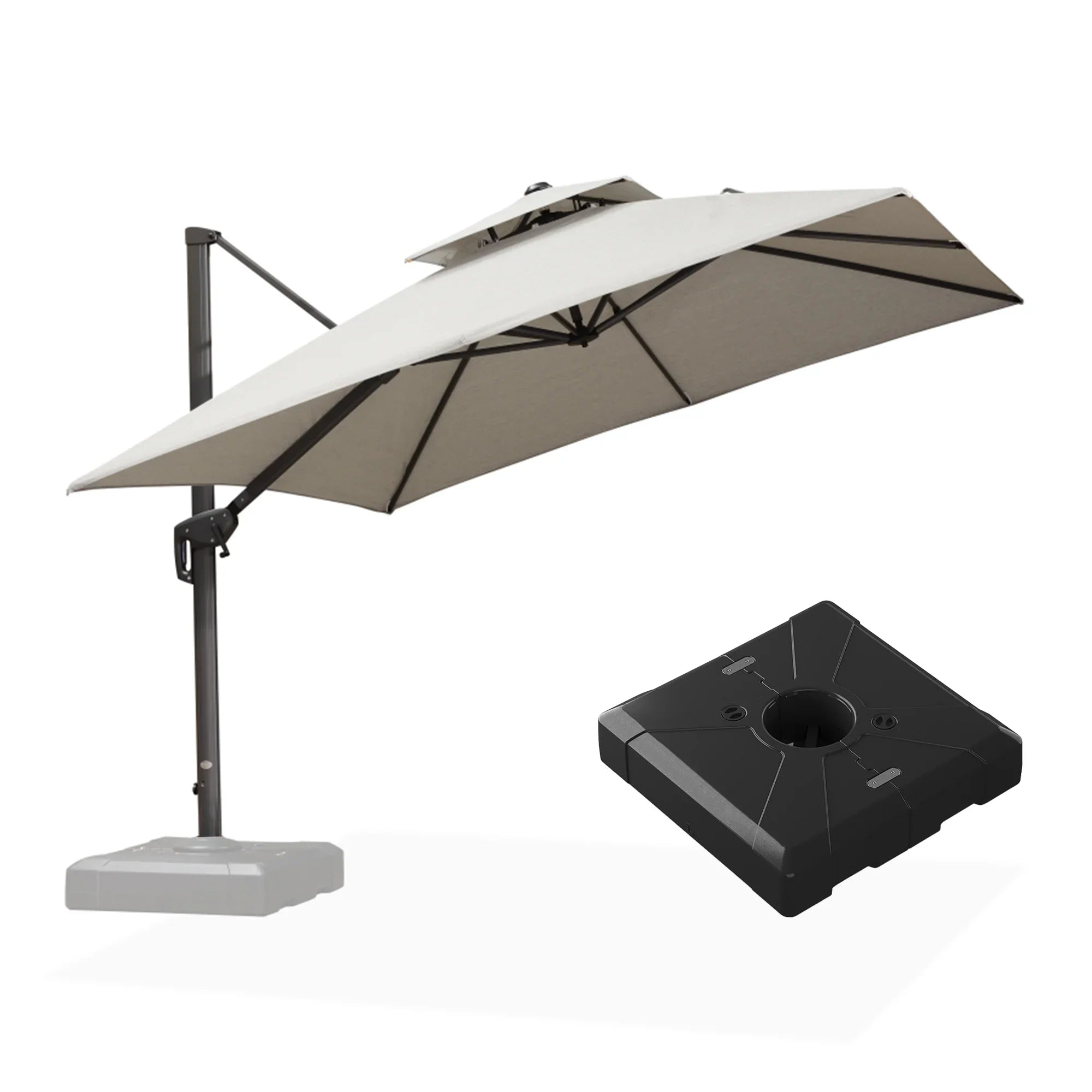 fade resistant patio umbrella with lights UV50+ Cantilever Patio Umbrella