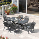 PURPLE LEAF 11/9/7 Pieces Outdoor Dining Set PE Rattan Outdoor Patio Furniture Set Grey - Purple Leaf Garden