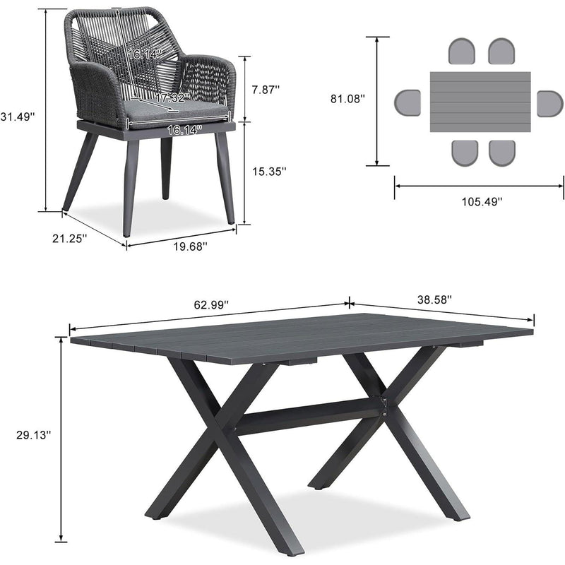 PURPLE LEAF 11/9/7 Pieces Outdoor Dining Set PE Rattan Outdoor Patio Furniture Set Grey - Purple Leaf Garden