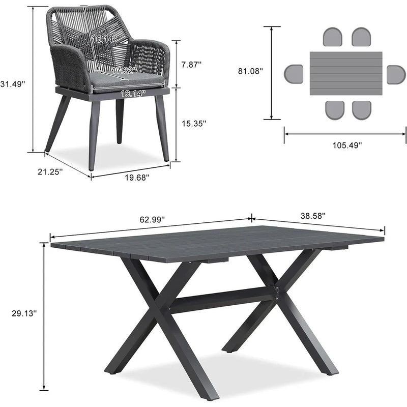 PURPLE LEAF 2 Pieces of Grey PE Rattan Cross Weave Dining Chair