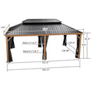 PURPLE LEAF 12' x 20' Large Outdoor Hardtop Gazebo for Patio Backyard with Double Hard Roof and Netting - Purple Leaf Garden