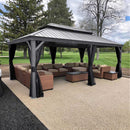 PURPLE LEAF 12' x 20' Large Outdoor Hardtop Gazebo for Patio Backyard with Double Hard Roof and Netting - Purple Leaf Garden