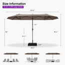 PURPLE LEAF Double-Sided Market Umbrella Large Rectangular Patio Umbrellas with Base