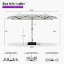 PURPLE LEAF Double-Sided Market Umbrella Large Rectangular Patio Umbrellas with Base