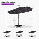 PURPLE LEAF Double-Sided Market Umbrella with Light Large Patio Umbrellas with Base