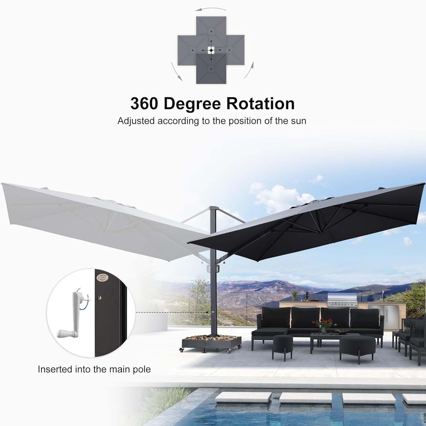 13x13 ft / 11x15 ft Outdoor Patio Umbrella | Aluminum Cantilever