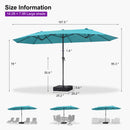 PURPLE LEAF Double-Sided Market Umbrella Large Rectangular Patio Umbrellas with Base