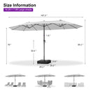 PURPLE LEAF Double-Sided Market Umbrella Large Rectangular Patio Umbrellas with Base