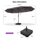 Clearance - PURPLE LEAF OPEN BOX Table Umbrella Double-Sided Market Umbrella with Base