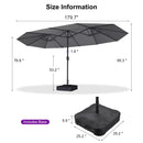 Clearance - PURPLE LEAF OPEN BOX Table Umbrella Double-Sided Market Umbrella with Base