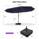 Clearance - PURPLE LEAF OPEN BOX Table Umbrella Double-Sided Market Umbrella with Base