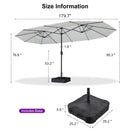 PURPLE LEAF Table Umbrella Double Sided Rectangular Patio Market Umbrella with Base