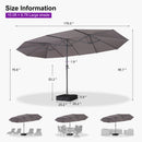 PURPLE LEAF Double-Sided Market Umbrella Large Rectangular Patio Umbrellas with Base