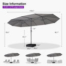 PURPLE LEAF Double-Sided Market Umbrella Large Rectangular Patio Umbrellas with Base