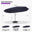 PURPLE LEAF Double-Sided Outdoor Market Table Umbrella with Base for Pool
