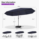 PURPLE LEAF Double-Sided Market Umbrella Large Rectangular Patio Umbrellas with Base