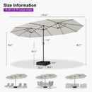 PURPLE LEAF Double-Sided Market Umbrella Large Rectangular Patio Umbrellas with Base