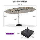 PURPLE LEAF Table Umbrella with Lights Double-Sided Market Umbrella with Base