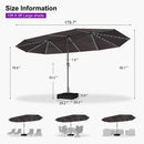 Clearance - PURPLE LEAF OPEN BOX Market Umbrella with Lights Double-Sided Market Umbrella Patio Umbrellas with Base
