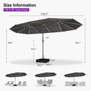 PURPLE LEAF Double-Side Patio Umbrella with Lights Market Umbrella with Base