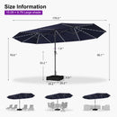 PURPLE LEAF Double-Sided Market Umbrella with Light Large Patio Umbrellas with Base