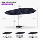Clearance - PURPLE LEAF OPEN BOX Market Umbrella with Lights Double-Sided Market Umbrella Patio Umbrellas with Base