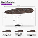 Clearance - PURPLE LEAF OPEN BOX Market Umbrella with Lights Double-Sided Market Umbrella Patio Umbrellas with Base