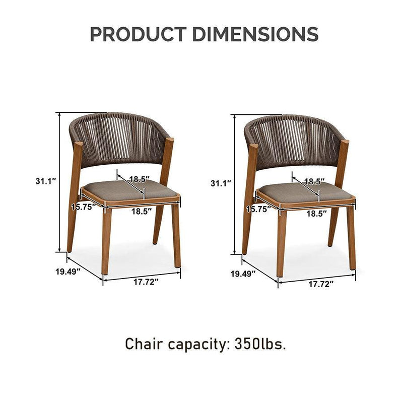 Purple Leaf 2 pieces of Brown Casual All-Match Armless Dining Chairs - Purple Leaf Garden