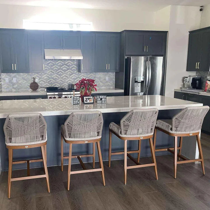 PURPLE LEAF Bar Stool Set of 2, Modern Counter Stool & Bar Stools with Cushions, Isand Bar Stools.