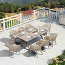 PURPLE LEAF 7/9/11 Pieces Outdoor Dining Set for Garden, Champagne Rattan Chairs and Dinign Table - Purple Leaf Garden