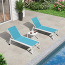 PURPLE LEAF Aluminum Outdoor Chaise Lounge Set Adjustable Sunbathing Recliner with Side Table for Poolside Beach - Purple Leaf Garden