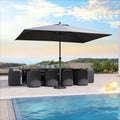 PURPLE LEAF patio set with market umbrella, outdoor dining set near pool