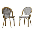 OPEN BOX I PURPLE LEAF Bistro Chair (Set of 2) French Hand-Woven Wicker Chairs