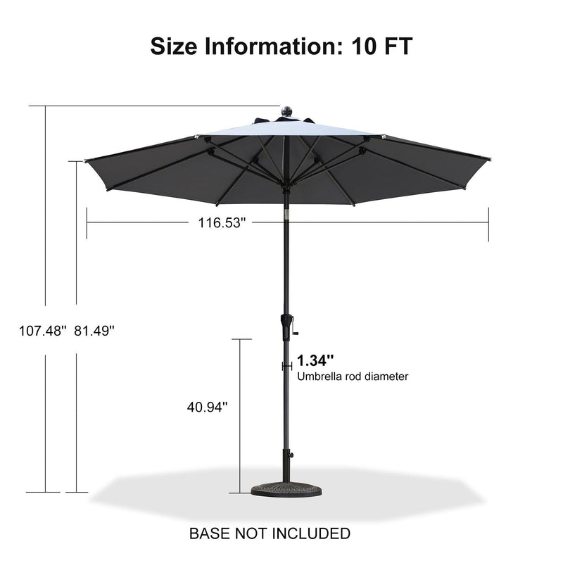 PURPLE LEAF Crank and Tilt Table Umbrella Outdoor Patio Market Umbrella with Visible Hand Crank System - Purple Leaf Garden